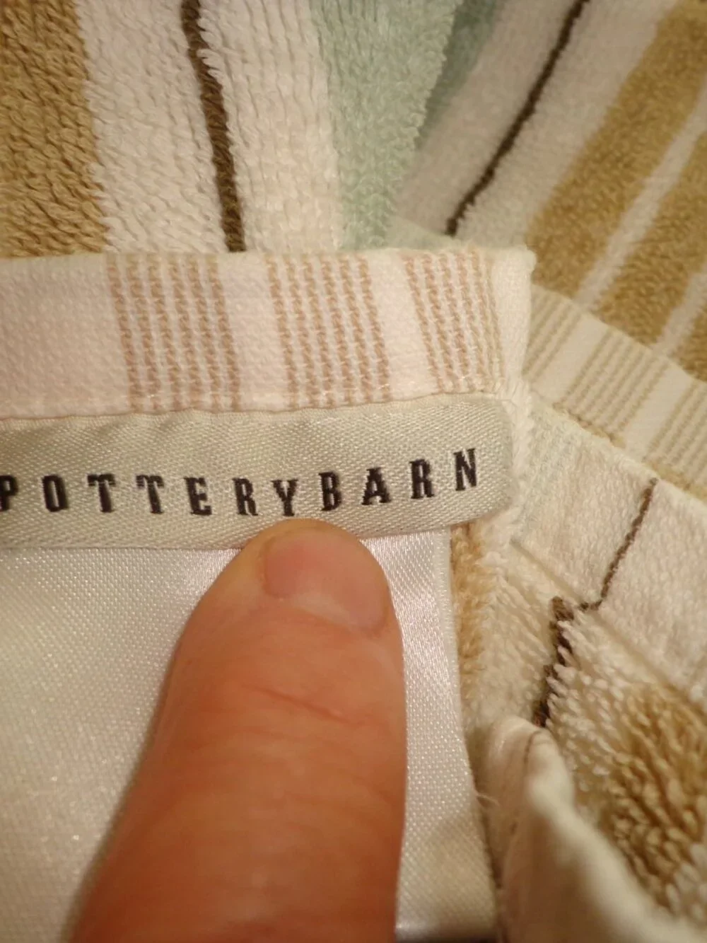 2 Sets of Pottery Barn Bath Towels Striped Used Coastal Colors